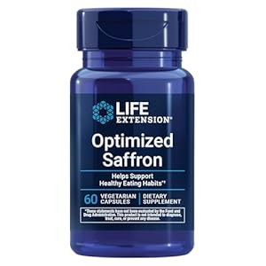 Life Extension Optimized Saffron, Saffron Extract, Saffron Supplement That Helps You Fight The urge to Snack, Non-GMO, Gluten-Free, Vegetarian, 60 Vegetarian Capsules
