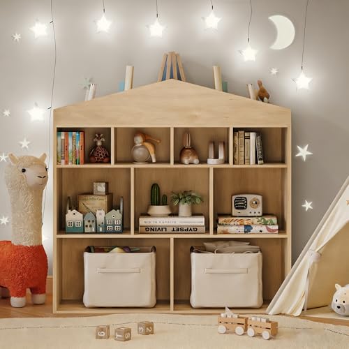 Garvee Bibliothèque pour Enfants Grande capacité en Bois, Design en Forme de Maison, 9...