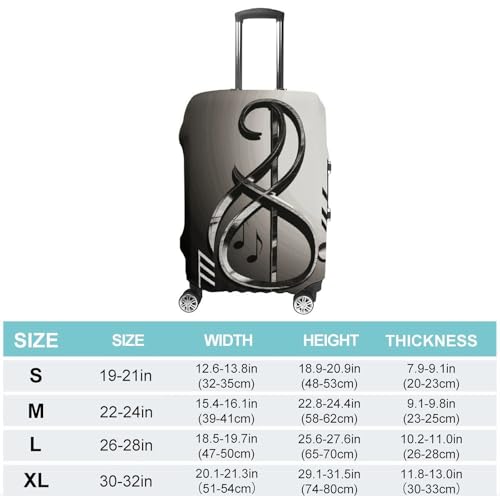 Music Symbol Printed Luggage Cover Protector, Fits 18-32 Inch Luggage2