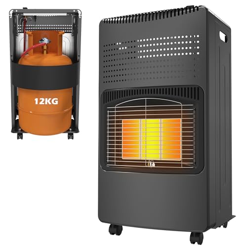 PEILU Calefactor de gas de cerámica, plegable, modo de calefacción de 3 niveles, calefacción de gas con regulador de presión de gas, manguera de gas para hasta 12 kg de propano y butano, calentador de