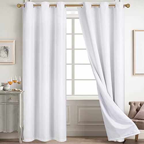Diraysid 100% Blackout Curtains White Linen Curtains for Bedroom Grommet Thermal Insulated Room Darkening Drapes (2 Panels, W42 x L84 Inch) by Diraysid - Image 6