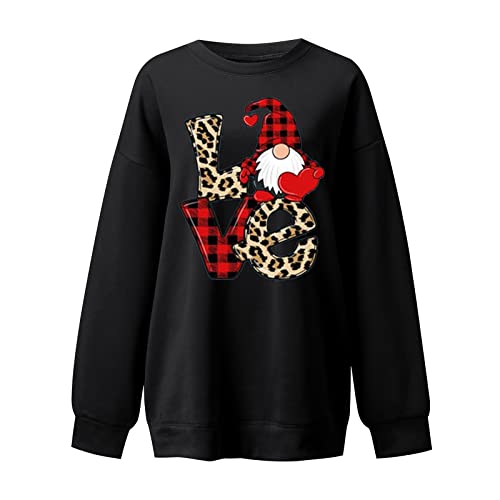 Jjhaevdy Womens Valentine's Dayl Print Casual Long Sleeve Sweatshirt Crew Neck Cute Pullover Relaxed Tops #TOP2