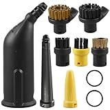 10 Stück Zubehör für Kärcher Dampfreiniger SC1 SC2 SC3 SC4 SC5, Ersatzteile Set mit Verlängerte Düse, Gebogener Düse, Rundbürsten und Fugen Düse, Profi Reinigungsset