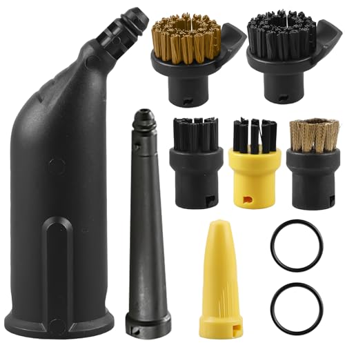 10 piezas accesorios para limpiador de vapor Kärcher SC1 SC2 SC3 SC4 SC5, juego de piezas de repuesto con boquilla extendida, boquilla curvada, cepillos redondos y boquilla para juntas, juego de