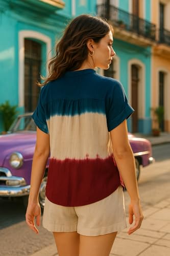 Image of Maaesa Women Handcrafted Tie & Dye Rayon Top | Casual Wear & Office Wear | Lightweight & Breathable Fabric