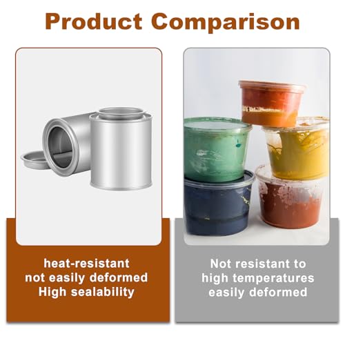 Image of 24 Pack Empty Metal Paint Cans with Lids(3.5oz),1 /2 Cup Capacity Touch Up Paint Containers,Paint Storage Containers for Leftover Paint,Tiny Empty Unlined Pint Paint Pails