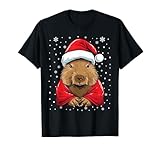 Cute Capybara Christmas Santa Hat Xmas Pajama T-Shirt