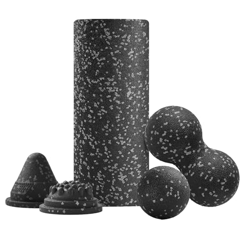 Rodillo de yoga, juego de masaje para espalda con rueda antideslizante, masajeador muscular portátil para hombres y mujeres, deportistas, hogar, yoga, pilates, gimnasio, piernas, entrenamiento de