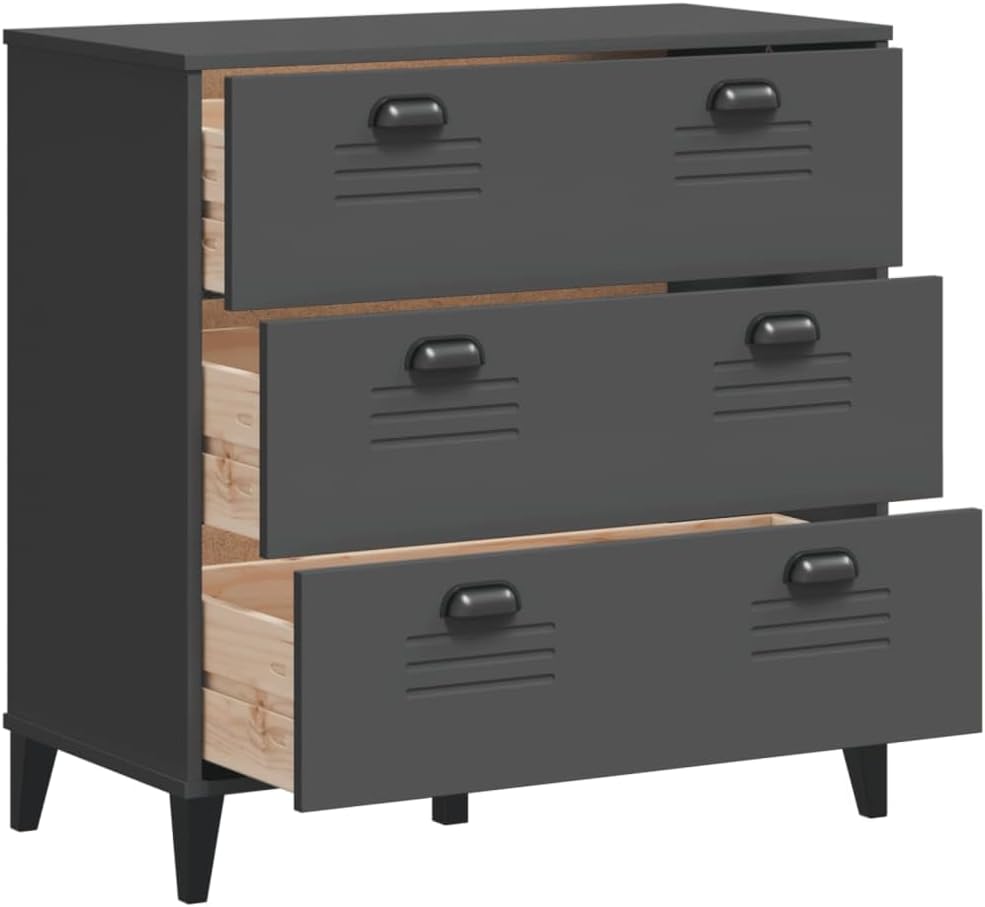 Anthracite Grey Drawer Chest with Engineered Wood Construction Medium Size 15.7 x 31.5 x 31.5 in Storage Cabinet for Home Office Durable Matte Finish