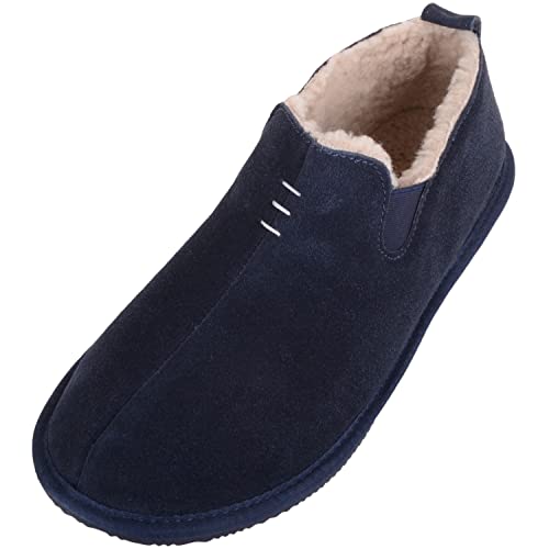 Chaussons d'hiver en peau de mouton homme faciles à enfiler au réveil