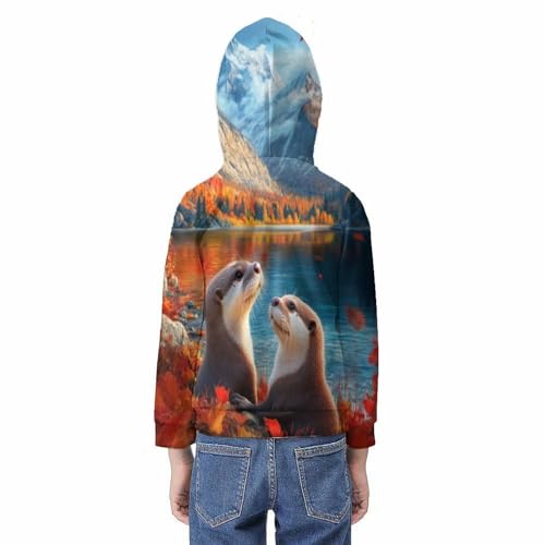 Sweat loutre à capuche idée cadeau anniversaire enfant pull