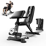 3-in-1 Adjustable Weight Bench with Leg Extension & Preacher Curl, Heavy-Duty 700LB Foldable Utility Bench for Full Body Workout, No-Installation Portable Incline/Decline/Flat Strength Training Bench for Home Gym