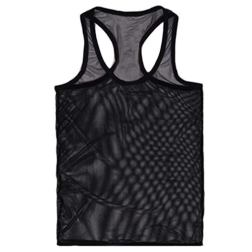 Men's Summer Soft Mesh Tank Top See Through Vest Stretch Undershirt