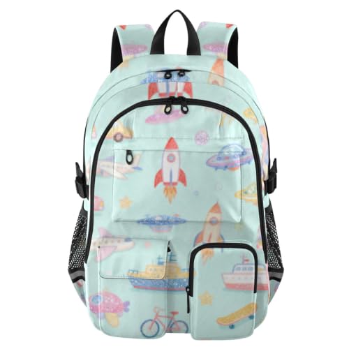 Mochilas escolares grandes de 17.5" color verde para portátiles con espacio organizado