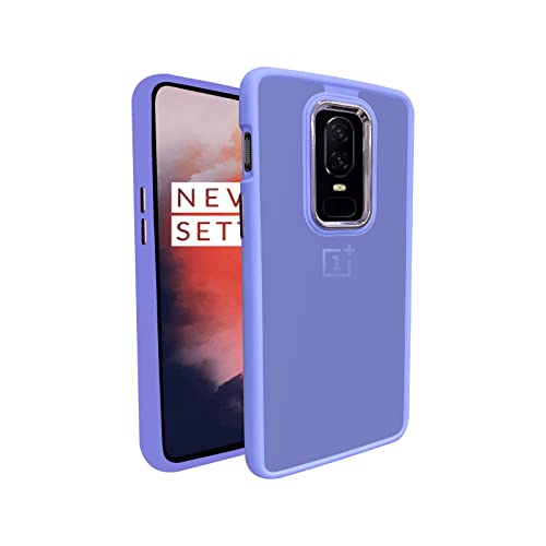 Image of A rtistque Frosted Translucent Back Cover Case for Oneplus 6 | Electroplated Chrome Ring | Raised Camera Edges for Protection | Smooth Sides TPU - Purple