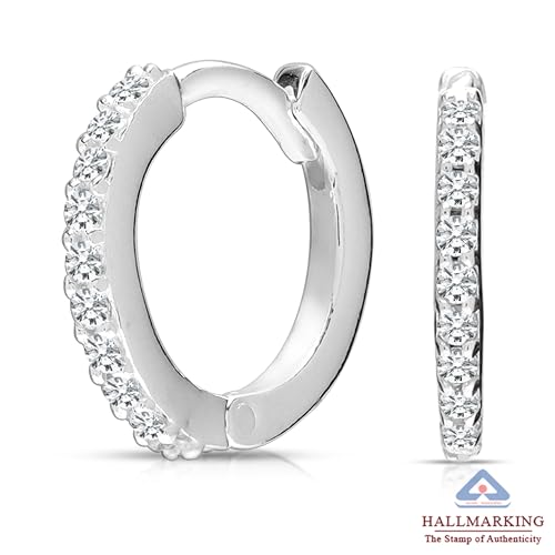 Image of TRUESILVER ACPL 925 Sterling Silver Hoop Earrings | Huggie Hoop Earrings for Women & Men | Classic Everyday Unisex Fashion Jewelry