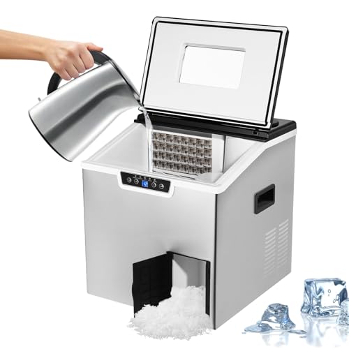 Fabricadora de Hielo y Trituradora de Hielo, Máquina para Hielo en Forma de Nugget con Panel Táctil LED, Capacidad de 1,8 L, Dispensación Automática, Operación por Toque para Fiestas, Cocina y Bar