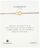 Dogeared "Friendship" Gold Dipped Double Link Taupe Silk Adjustable Closure Bracelet