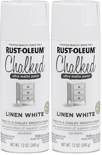 Image of Rust-Oleum 302591 Chalked Spray Paint, 12 oz, Linen White Ultra Matte, 12 Ounce (Pack of 2)