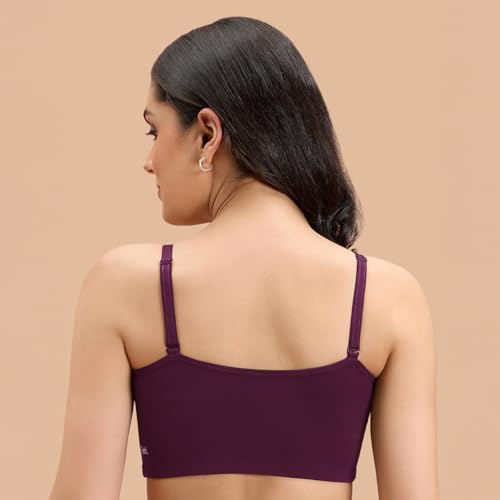 Image of NYKD (NYB165 Cotton Non Padded & Non Wired Full Coverage Slip On T-Shirt Bra for Women | Easy Breezy Soft Fabric with Hidden Shaper Sling for No Side Bulge & Detachable Strap