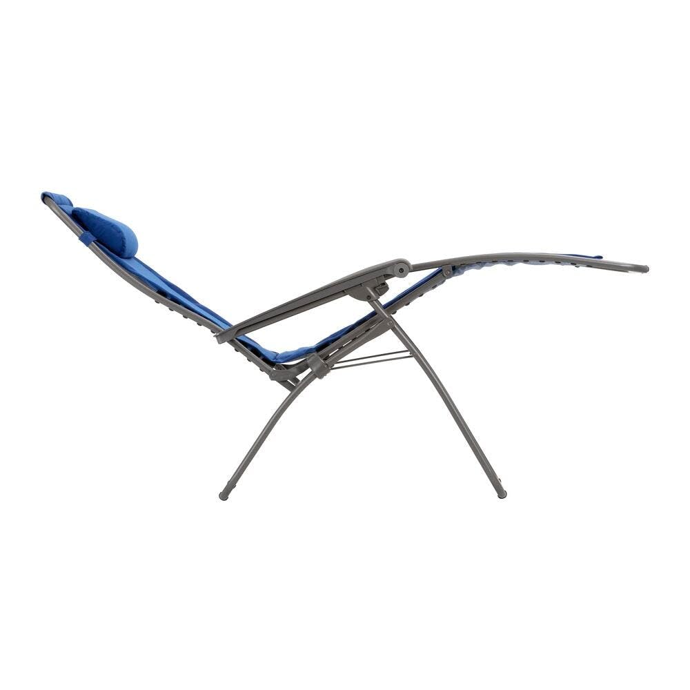 Lafuma MOBILIER - Fauteuil Relax Transat Jardin - Chaise Longue Matelassé Zéro Gravité - Rsx Clip - Lightcomfort® - Bleu Denim - Fabriqué en France - LFM2054_9928 - Garantie 5 Ans - L.87xl.67xH.115cm