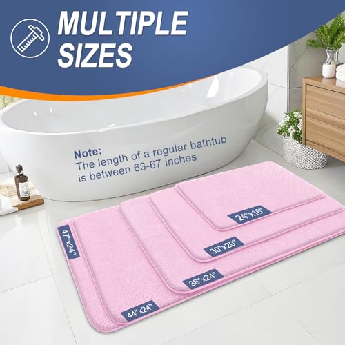 Image of OLANLY Thick Memory Foam Bath Mat Rug 30x20, Extra Soft Absorbent Bathroom Rug, Quick Dry Bath Mats, Non-Slip, Machine Washable Carpet for Bathroom, Tub and Shower, Home Decor Accessories, Pink