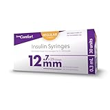 SureComfort U-100 Insulin Syringes 29G x 1/2' 3/10cc (12.7 mm), For Diabetes Care, Box of 100