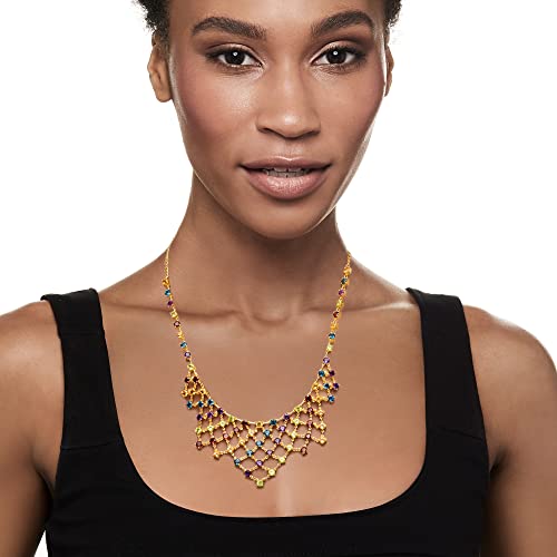 Ross-Simons 22.70 Ct. T.w. Multi-Gemstone Bib Necklace In 18Kt Gold Over Sterling. 18 Inches #TOP1