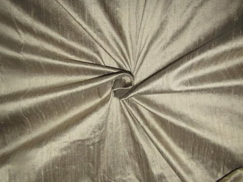 Tissu soie dupion pour couture structuree sans glisser pur gris olive 137cm