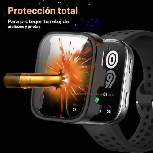 Funda reloj IDW28 protector pantalla cristal templado compatible Fitpolo 2
