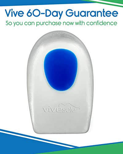 Vivesole Gel Heel Cups For Pain, Plantar Fasciitis (Pair) - Silicone Insert Pads For Relief, Heel Spurs, Shoes, Achilles Treatment - Foot Comfort Support Protectors For Women, Men (Blue, Large) #TOP7