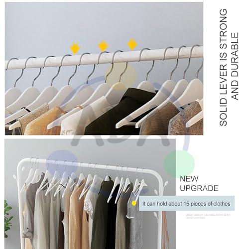 Image of ADA Metal Garment Rack with Top Rod and Lower Storage Shelf, 7 Hooks Clothes Stand for Bedroom, Living Room, and Entryway