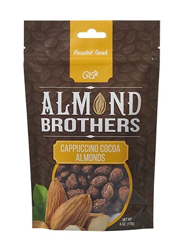 Almond Brothers Almonds -Hand Crafted Cappuccino & Cocoa Almonds, Gluten-Free, Non-Gmo, Candied Almonds, Gourmet Almond Snack - Cappuccino Cocoa Almonds, (5Oz, Pack Of 6) #TOP2
