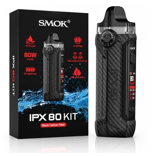SMOK IPX 80 Vaping Kit, 80W Max Output, 3000mAh Large Battery, Waterproof + Dust & Shock Proof, USB Type-C Fast Charging, E Cig, E Cigarettes, Starter Kit, SMOK Vaping, No Nicotine (Black Carbon)