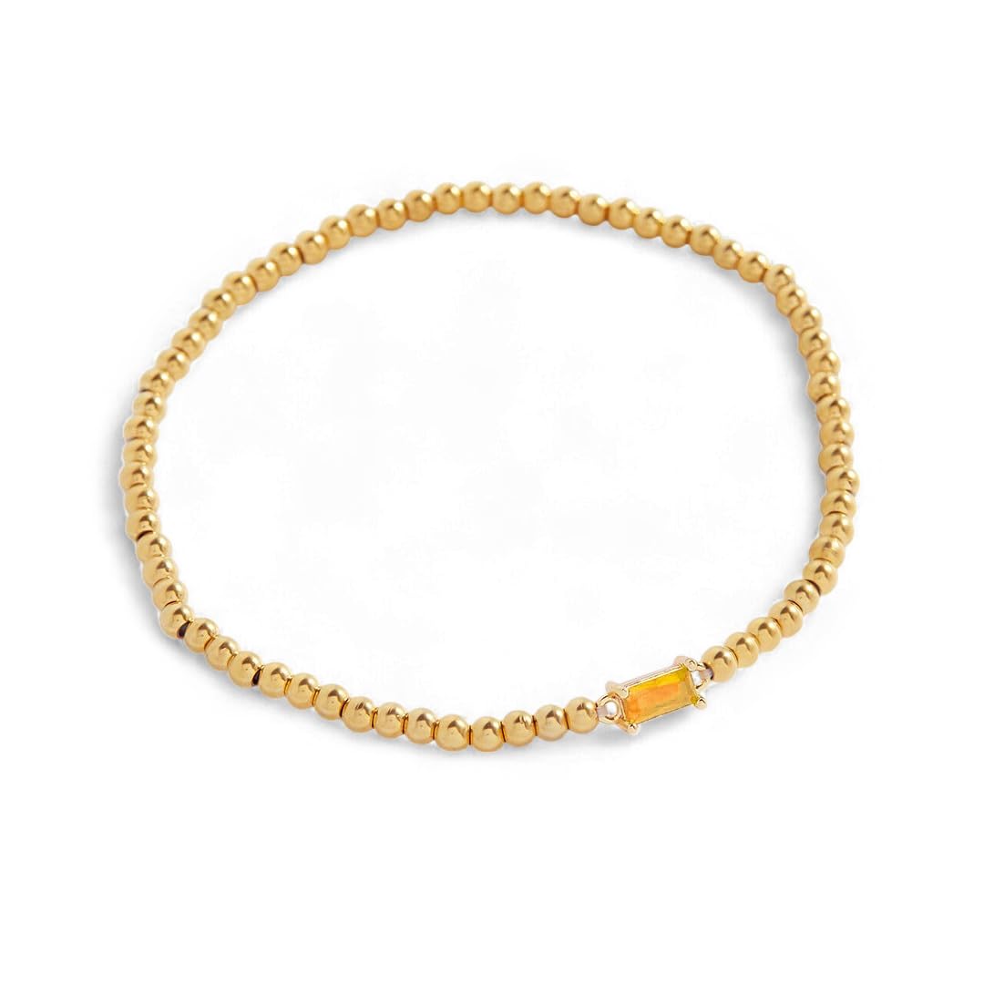 Mint & Lily Gold Beaded Birthstone Bracelets for Women – 18k Gold Plated Stainless Steel Bracelet, Never Fades or Tarnishes
