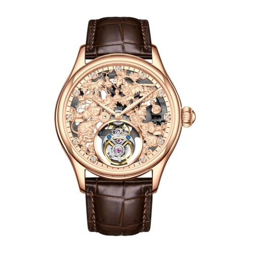 Flying Tourbillon Mechanical Hand Wind Wrist Watch Men Skeleton Diamond