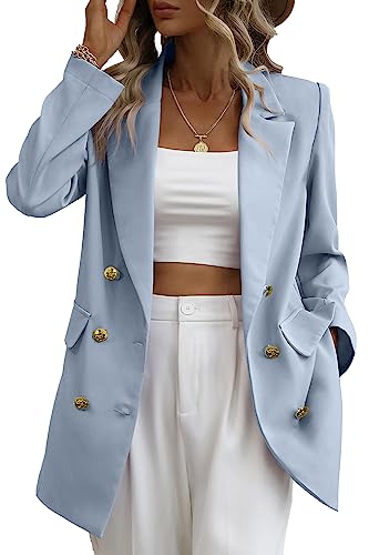 Lueluoye Womens Casual Blazer Jacket Gold Button Long Sleeve Work Office Blazer Lapel Open Front Jackets #TOP1