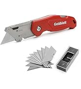 Goldblatt Folding Utility Knife, Quick Change Blade Mechanism & Aluminum Alloy Handle with 10-pie...