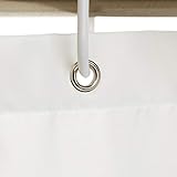 Amazon Basics Shower Curtain, Water and Mould Resistant Fabric Bathroom Curtain with Grommets & Hooks, Machine Washable, 180 x 180 cm, White - Image 6