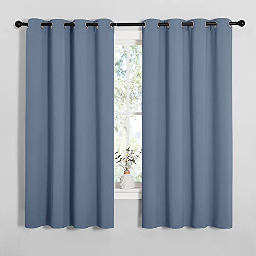 Image of NICETOWN Blackout Curtains for Kitchen Window, Sound & Heat & Cold Reducing Curtains & Drapes for Kids Bedroom, Home Decoration Draperies (Stone Blue, 55 inch Wide x 68 inch Long, 2PCs)