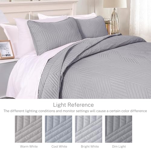 Exclusivo Mezcla Ultrasonic Twin Quilt Bedding Set, Light Grey by Exclusivo Mezcla - Used condition - Image 3