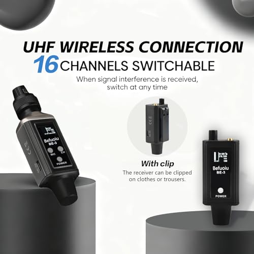 Image of UHF Wireless In Ear Monitor System Metal, Professional Wireless IEM System, 16 Adjustable Channel, Portable Rechargeable Transmitter and bodypack Receiver for Studio, Band Rehearsal, Live Performance