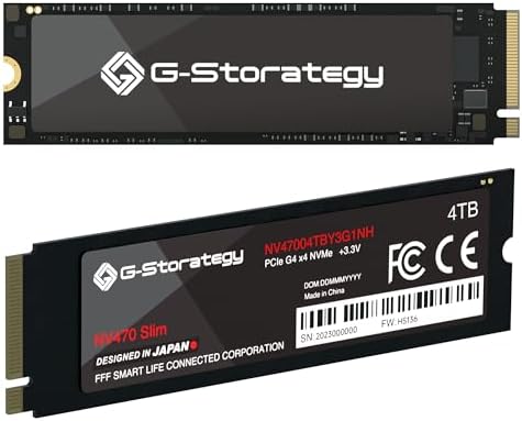 G-Storategy SSD 4TB M.2 Copper Thermal Transfer Sheet [New PS5] PS5 Operation Verification Expandable Gen4x4 NVMe 2280 Japanese Manufacturer Reading: 7450MB/s Write: 6500MB/s