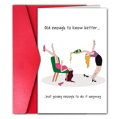 Esivelo Female Friend Birthday Card Funny, Happy Birthday Card for Girls Mom Bestie Bff (Old Enough)