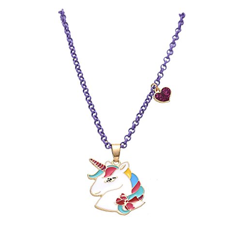 Onnea Cute Unicorn With Purple Bling Heart Charm Pendant Necklace for Girls