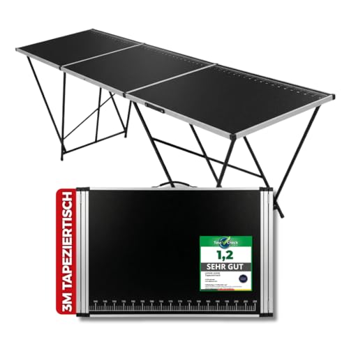 Ludwig Lacke Tapeziertisch [3-teilig Profi Set] Klapptisch [extra stabil 90kg] Multifunktionstisch [höhenverstellbar platzsparend] 100x60 cm Flohmarkt Campingtisch Arbeitstisch