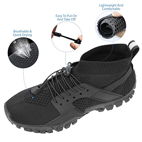 Mexyz Men Women Water Hiking Shoes Trail Running Shoes Orthopedic Slip Resistant High Top Aqua Wading Shoes For Fishing River Creek Swim Walking Sneakers Black #TOP2