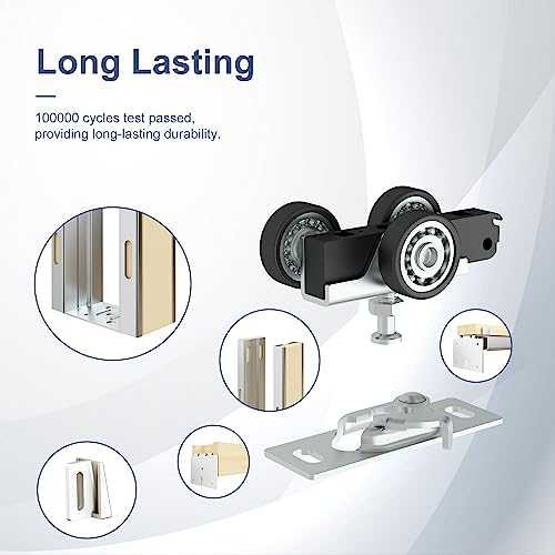 JUBEST Double Pocket Door Frame Kits con refuerzos de madera y acero, mecanismo de cierre suave bidireccional para dos juegos de puertas de 24" a 36" x 80" miniatura 5