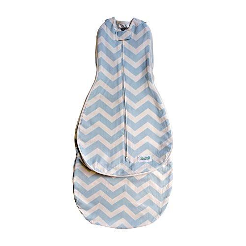 Image of Woombie Grow with Me Baby Swaddle, Convertible Swaddle Fits Babies 0-9 Months, Expands to Wearable Blanket for Babies up to 18 Months, Dreamy Blue Chevron