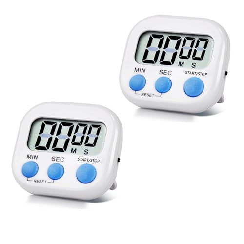 2 Pack Digital Timer - Kitchen Timer Clock with Magnetic Back for Cooking Minute Seconds Count Up Countdown, Minute Cooking Timer Alarm Clock for Classroom Gym Study Teeth Cleaning Kids Children